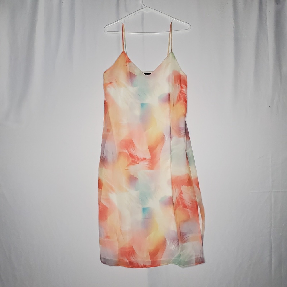 Cynthia Steffe Slip Dress 6 Watercolor Rainbow Mini A-Line Lined Fairycore Y2K